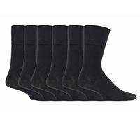 SockShop 6 Pairs Mens Diabetic Gentle Grip Socks 6-11 UK 39-45 EUR see variations ... (Black)