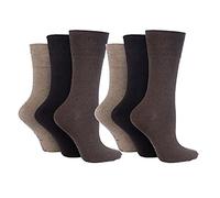 SockShop 6 Pairs Mens Non Elastic 6-11 Cotton Socks Browns