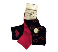 SockShop 6 Pairs Wildfeet Ladies Bamboo Mid Length Ankle Socks (UK, Numeric, 4, 8, Regular, Regular, 6 x Navy/Pink HEARTS)