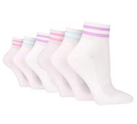 SockShop 6 Pairs Wildfeet Ladies Mid Cut Sports Arch Support Socks (UK, Numeric, 4, 8, Regular, Regular, 6 x Sport White with Stripes)