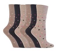 SockShop 6 Pairs Women's Cotton Gentle grip socks 4-8 uk, 37-42 eu Hearts GG48
