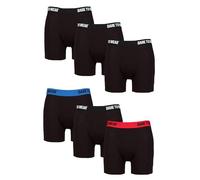 SockShop Dare to Wear Boxers - Mens Plain and Striped Soft Breathable Bamboo Keyhole Boxer Shorts in 6 Pair Multipack Black Contrast M
