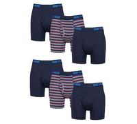 SockShop Dare to Wear Boxers - Mens Plain and Striped Soft Breathable Bamboo Keyhole Boxer Shorts in 6 Pair Multipack Dark Navy L
