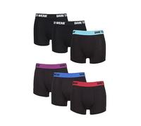 SockShop Dare to Wear Trunks - Mens Bamboo Plain and Striped Patterned Underwear in a 6 Pair Multipack Black Fashion M