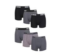 SockShop Dare to Wear Trunks - Mens Bamboo Plain and Striped Patterned Underwear in a 6 Pair Multipack Black/Grey S