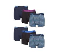 SockShop Dare to Wear Trunks - Mens Bamboo Plain and Striped Patterned Underwear in a 6 Pair Multipack Navy Stripe L