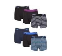 SockShop Dare to Wear Trunks - Mens Bamboo Plain and Striped Patterned Underwear in a 6 Pair Multipack Navy/Purple M