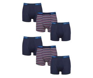 SockShop Dare to Wear Trunks - Mens Bamboo Plain and Striped Patterned Underwear in a 6 Pair Multipack (UK, Alpha, L, Regular, Regular, Dark Navy)