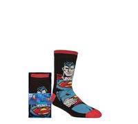 SockShop DC Comics Men’s 1 Pair Gift Boxed Superman Anti Slip Grip Socks - Soft Warm Non-Slip Lounge Footwear with Iconic Logo Design, Cosy Present for Superhero Fans and Home Comfort Multi 6-11