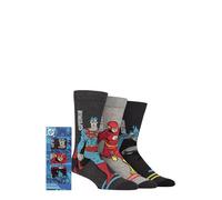 SockShop DC Comics Men’s 3 Pair Heroes Gift Boxed Cotton Socks - Colourful Crew Length Novelty Designs Featuring Batman Superman and The Flash, Fun Everyday Gift for Comic Book Fans Multi 6-11