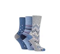 SOCKSHOP Gentle Grip Ladies Bamboo Socks Pack of 3 Denim 4-8