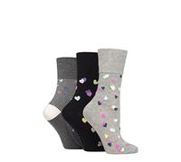 SockShop Gentle Grip Ladies Colourburst Socks Pack of 3 Sweetheart 4-8
