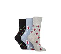 SockShop Gentle Grip Ladies Cotton Christmas Socks Pack of 3 Noel 4-8
