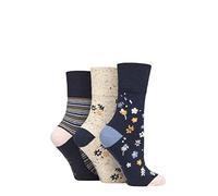 SockShop Gentle Grip Ladies Floral Spotted Patterned and Striped Honeycomb Top Cotton Socks in a Multipack of 3 Assorted Colours Size 4-8 Summer Ditsy Floral 4-8