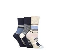 SockShop Gentle Grip Ladies Floral Spotted Patterned and Striped Honeycomb Top Cotton Socks in a Multipack of 3 Assorted Colours Size 4-8 Summer Sherbet Stripe 4-8