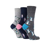 SockShop Gentle Grip Ladies Fun Feet Non-Binding Honeycomb Gentle Top Novelty Patterned Socks in a Multipack of 3 Assorted Colours Size 4-8 Love Birds 4-8