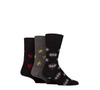 SockShop Gentle Grip Men’s DC Heroes Socks, 3 Pair Size 6-11 Batman Superman The Flash Cotton Novelty Gift Black/Charcoal