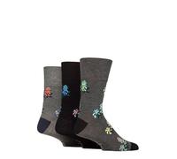 SockShop Gentle Grip Men’s RHS Bamboo Socks - 3 Pair Patterned Soft Breathable Non Binding Everyday Crew Socks, Royal Horticultural Society Floral Designs, UK 6-11 Floral