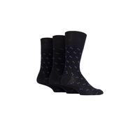SOCKSHOP Gentle Grip Men's 3 Pair Patterned Bamboo Socks in Black | Size: 6-11 SOCKSHOP Gentle Grip Black 6-11