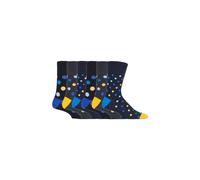 SOCKSHOP Gentle Grip Men's 6 Pack Elastic Square Patterned Cotton Socks for Poor Circulation in Baby Blue | Size: 6-11 SOCKSHOP Gentle Grip Baby Blue 6-11