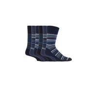SOCKSHOP Gentle Grip Men's 6 Pack Elastic Square Patterned Cotton Socks for Poor Circulation in Dark Navy | Size: 6-11 SOCKSHOP Gentle Grip Dark Navy 6-11
