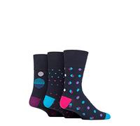 SockShop Gentle Grip Mens Colourburst Cotton Socks Pack of 3 Neon Dots 6-11