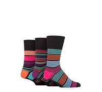 SockShop Gentle Grip Mens Colourburst Cotton Socks Pack of 3 Vibrant Vision Stripe 6-11