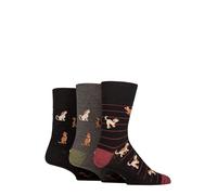 SockShop Gentle Grip Mens Fun Feet Soft Top Novelty Patterned Soft Breathable Cotton Socks in a Multipack of 3 Team Dog 6-11