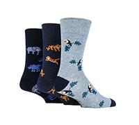 SockShop Gentle Grip Mens Fun Feet Soft Top Novelty Patterned Soft Breathable Cotton Socks in a Multipack of 3 Born Free 6-11