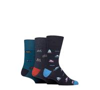 SockShop Gentle Grip Mens Fun Feet Soft Top Novelty Patterned Soft Breathable Cotton Socks in a Multipack of 3 Vehicle 6-11