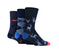 SockShop Gentle Grip Mens Fun Feet Soft Top Novelty Patterned Soft Breathable Cotton Socks in a Multipack of 3 Highlands Escape 6-11