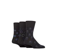 SockShop Gentle Grip Mens Patterned Socks Argyle Striped Spotty Geometric Design, Casual Everyday Wear, Honeycomb Top Comfort Cuff, Pack of 3 - Spherical Realm Black 6-11