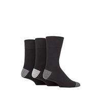 SockShop Gentle Grip Mens Patterned Socks Argyle Striped Spotty Geometric Design, Casual Everyday Wear, Honeycomb Top Comfort Cuff, Pack of 3 - Contrast Heel and Toe Black 6-11