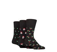 SockShop Gentle Grip Mens Soft Top Breathable Cotton Novelty Christmas Patterned Socks in a Multipack of 3 Christmas Cheer 6-11