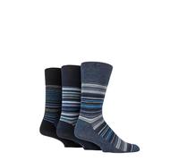 SockShop Gentle Grip Mens Striped Socks Patterned Stripey, Soft Honeycomb Top Comfort Cuff, 6-11 Pack of 3 (UK, Numeric, 12, 14, Regular, Regular, Stripe Navy)