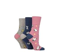 SockShop Gentle Grip Women’s Peanuts Snoopy Socks, 3 Pair Size 4-8 Cotton Rich Novelty Character Gift Pink/Navy/Grey