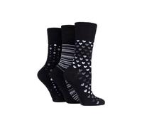 SOCKSHOP Gentle Grip Women's 3 Pair Patterned Bamboo Socks in Mid Grey | Size: 4-8 SOCKSHOP Gentle Grip Mid Grey 4-8