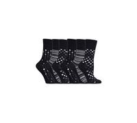 SOCKSHOP Gentle Grip Women's 6 Pack Non Elastic Loose Top Bamboo Socks in Jet Black | Size: 4-8 SOCKSHOP Gentle Grip Jet Black 4-8