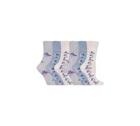 SOCKSHOP Gentle Grip Women's 6 Pack Non Elastic Loose Top Patterned Cotton Rich Socks in Coral | Size: 4-8 SOCKSHOP Gentle Grip Coral 4-8