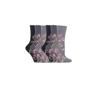 SOCKSHOP Gentle Grip Women's 6 Pack Non Elastic Loose Top Patterned Cotton Rich Socks in Mid Grey | Size: 4-8 SOCKSHOP Gentle Grip Mid Grey 4-8