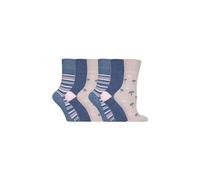 SOCKSHOP Gentle Grip Women's 6 Pack Non Elastic Loose Top Patterned Cotton Rich Socks in Pale Blue | Size: 4-8 SOCKSHOP Gentle Grip Pale Blue 4-8