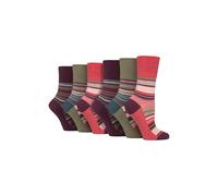 SOCKSHOP Gentle Grip Women's 6 Pack Non Elastic Loose Top Patterned Cotton Rich Socks in Pink | Size: 4-8 SOCKSHOP Gentle Grip Pink 4-8