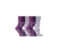 SOCKSHOP Gentle Grip Women's 6 Pack Non Elastic Loose Top Patterned Cotton Rich Socks in Royal | Size: 4-8 SOCKSHOP Gentle Grip Royal 4-8