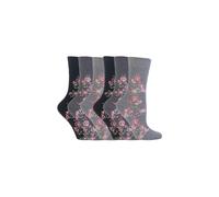 SOCKSHOP Gentle Grip Women's 6 Pack Non Elastic Loose Top Patterned Cotton Rich Socks in Stone | Size: 4-8 SOCKSHOP Gentle Grip Stone 4-8