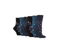 SOCKSHOP Gentle Grip Women's 6 Pack Non Elastic Loose Top Patterned Cotton Rich Socks in Turquoise | Size: 4-8 SOCKSHOP Gentle Grip Turquoise 4-8