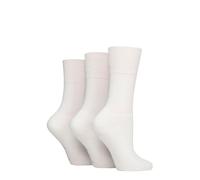 SockShop Gentle Grip Women's Sports Ankle Socks - Soft Cotton, Breathable, Cushioned Foot for Comfort, Plain, Black, White, Gentle Cuffs, Soft Top, 3 Pairs Size 4-8 White