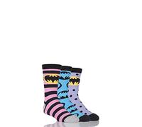 SockShop Girls 3 Pair Batman Stripe Spots and All Over Motif Cotton Socks Multi 12.5-5.5
