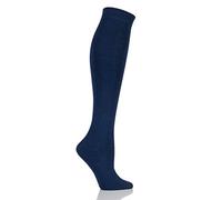 SOCKSHOP Girls and Boys 1 Pair Plain Bamboo Knee High Socks with Comfort Cuff and Handlinked Toes Navy 4-5.5 Kids