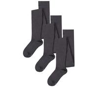 SockShop Girls Plain Bamboo Tights - Black, Navy, Grey Suitable for School Uniform or Casual Smooth Toe Seams, Soft, Cooling, Breathable 3 Pair Pack Ages 5-14 Grey 7-8 Years