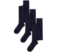 SockShop Girls Plain Bamboo Tights - Black, Navy, Grey Suitable for School Uniform or Casual Smooth Toe Seams, Soft, Cooling, Breathable 3 Pair Pack Ages 5-14 Navy 13-14 Years